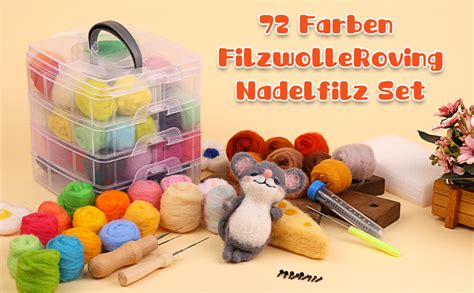 Farben Nadelfilz Set Filzwolle Roving St Ck Nadelfilz Starter