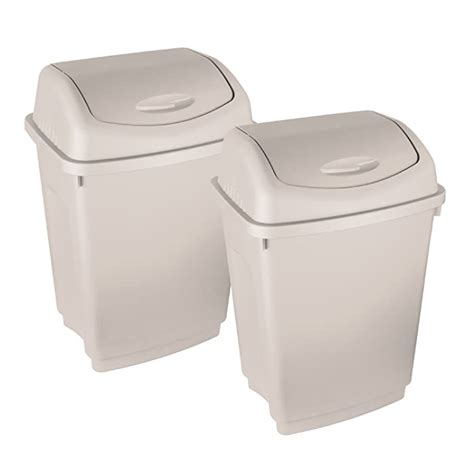 Buy 2 X Simpa 25L 25 Litre CREAM Swing Bin Heavy Duty Plastic Home