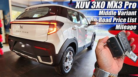 Mahindra XUV 3X0 MX3 Pro Mid Variant On Road Price List Mileage