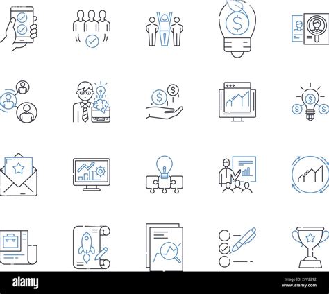 Resource Utilization Line Icons Collection Efficiency Optimization