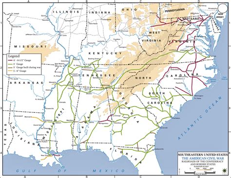 Map of the American Civil War 1861-1865: Railroads