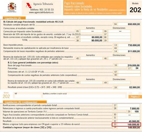 Casilla 33 Modelo 202 Del Pago Fraccionado Del Is