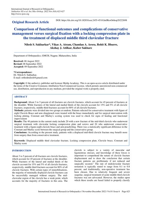 (PDF) Comparison of functional outcomes and complications of ...