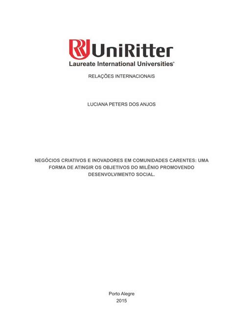 Pdf Neg Cios Criativos E Inovadores Em Resumo Este Trabalho