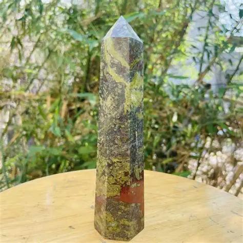 G Natural Dragon Blood Stone Quartz Crystal Obelisk Wand Point