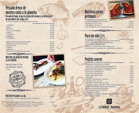 Menu Bodega Barahona Casa Manolo Em Ses Salines Thefork