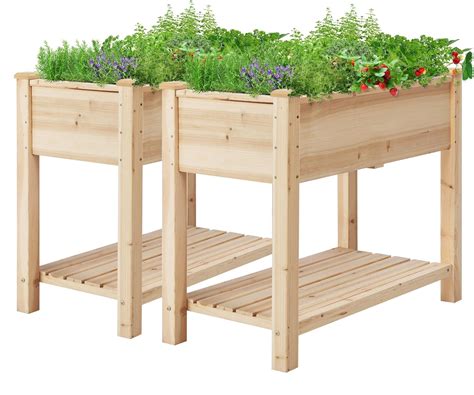 Yaheetech Cama de jardín elevada para horticultura de 34 x 18 x 30