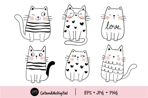 Collection Doodle Funny Cats Graphic By Catandme · Creative Fabrica