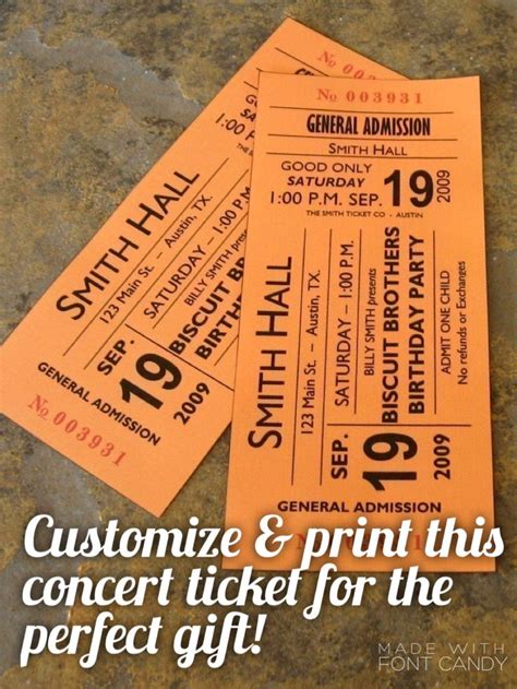 Concert Ticket Party Invitation Or T Card Digital Download Etsy Ticket Party Invitations