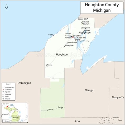 Map Of Houghton County Michigan Showing Cities Highways Important