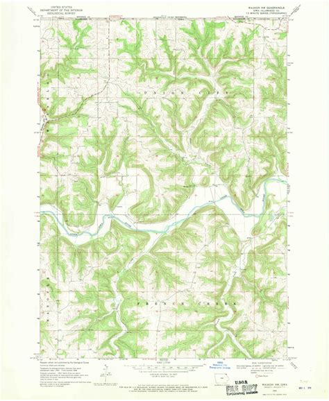 Classic USGS Waukon NW Iowa 7.5'x7.5' Topo Map – MyTopo Map Store