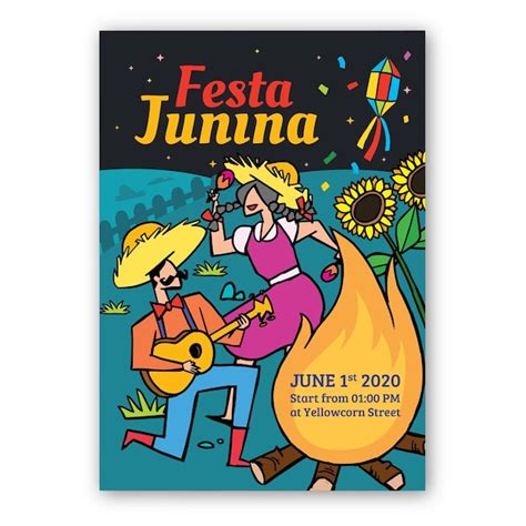 Free Vector Hand Drawn Festa Junina Poster Template