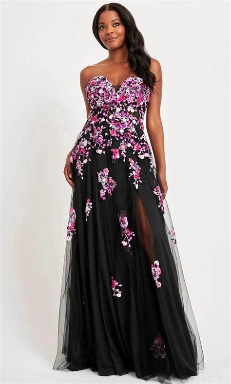 Faviana 11028 Strapless Floral Appliqued Prom Modest Prom Gown