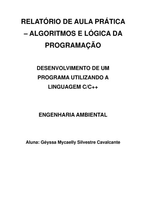 Portfolio Atividade Pratica Relat Rio De Aula Pr Tica Algoritmos E