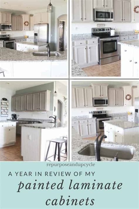 A Year In Review Of How I Painted My Laminate Cabinets With Two Methods