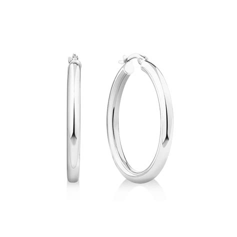 25mm Hoop Earrings In Sterling Silver