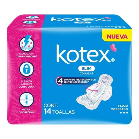 Toallas Femeninas Kotex Slim Ultradelgada Con Alas Flujo Moderado