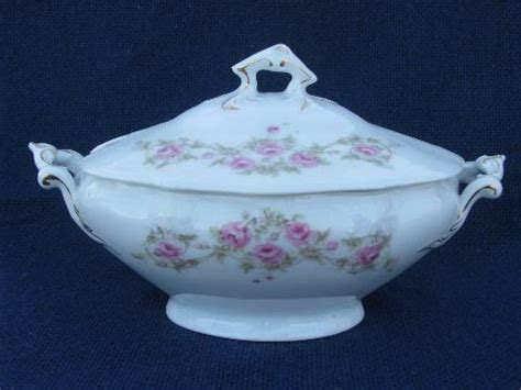 Tiny Tureen W Cover Antique Bavaria China Pink Roses Floral