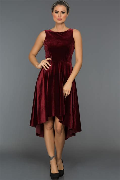 Robe De Soir E Courte En Velours Rouge Bordeaux Ar Abiyefon