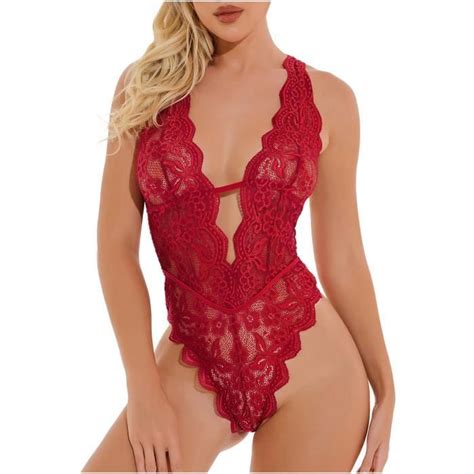 Lingerie Sexy Pyjama Sexy Transparent En Maille V Profonde Une Pi Ce Lastique N Hayaa