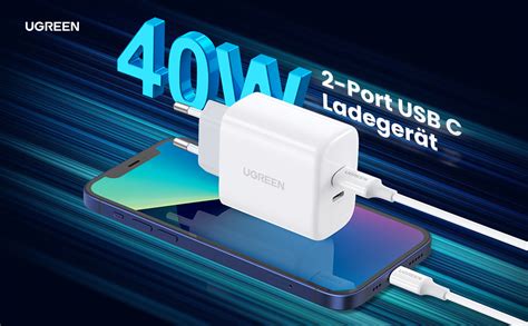 Ugreen Usb C Charger 40w 2 Port Usb C Power Supply Pd 30 Charger Double 20w Fast Charger