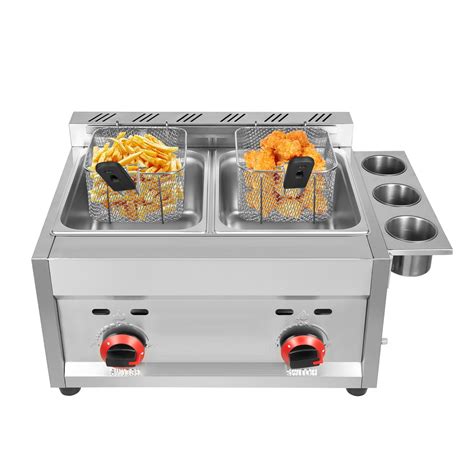 Loyalheartdy Commercial LPG Gas Deep Fryer 12L Stainless Steel Propane