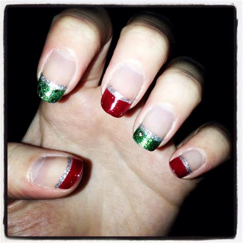 Christmas French Manicure Winter Nails Acrylic Christmas Nails