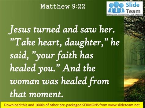 Matthew 9 22 The Woman Was Healed Power Point Church Sermon