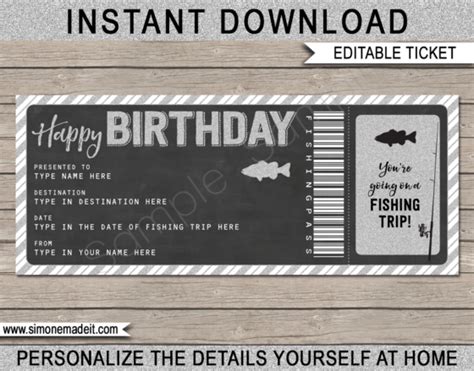 Surprise Fishing Trip Reveal Ticket Birthday Fishing Pass Birthday Gift