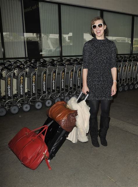 Actress Milla Jovovich Is Seen At Lax Airport Editorial Stock Photo