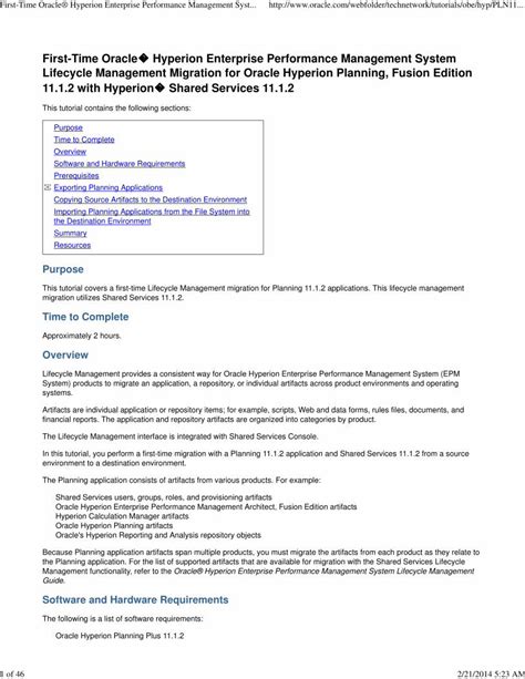 PDF First Time Oracle Hyperion Enterprise Performance Management