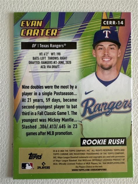 2024 Topps Chrome Evan Carter All Etch Rookie Rush CERR 14 EBay