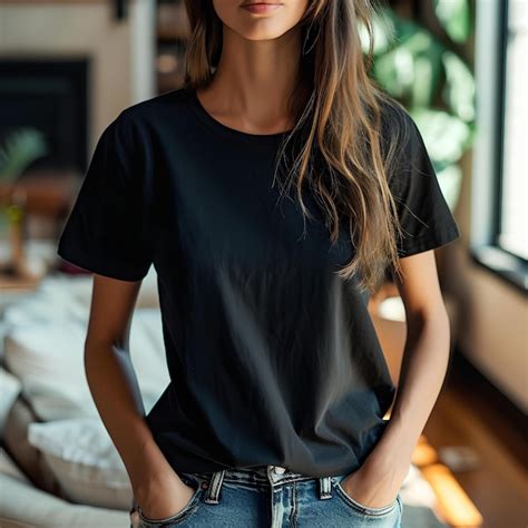 Premium Photo Woman Wearing A Black Shirt Standing In A Living Room