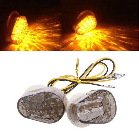 Pair Led Motorcycle Turn Signal Light Blinker Smoke Flush Mount For