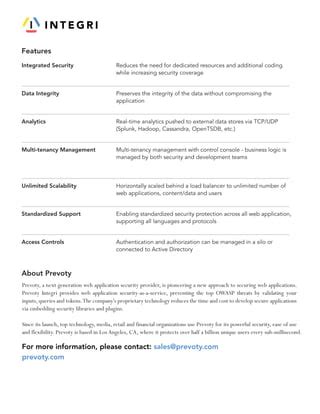 Prevoty Integri Datasheet PDF