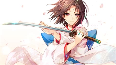 Wallpaper Illustration Anime Girls Short Hair Cartoon Katana