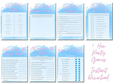 7 Hen Party Games Bundle Mamma Mia Theme Instant Pdf Download Bachelorette Games Etsy