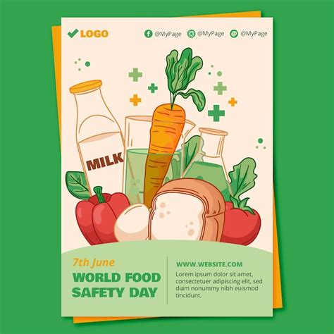 Premium Vector | Hand drawn world food safety day vertical poster template