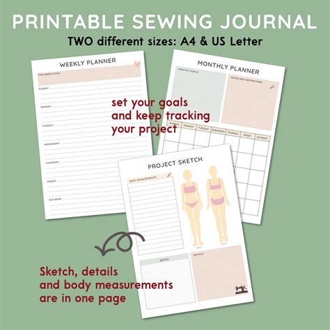 Sewing Project Planner Printable Pdf Sewing Journal Sewing Planner