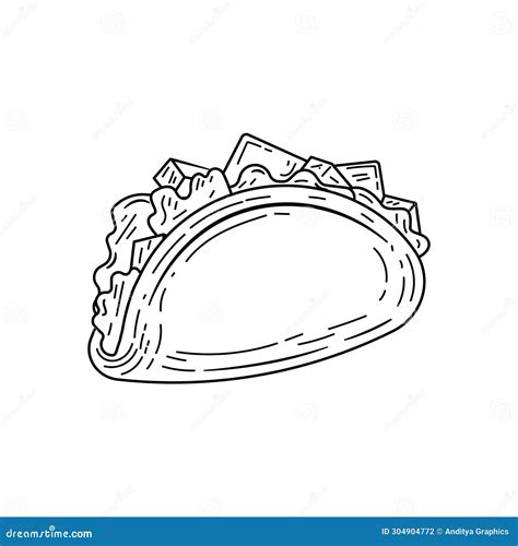 Tacos Hand Drawn Illustration Mexican Taco Vector Doodle Style