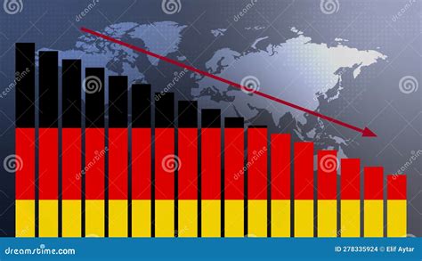 Germany Flag On Bar Chart Concept With Decreasing Values Concept Of