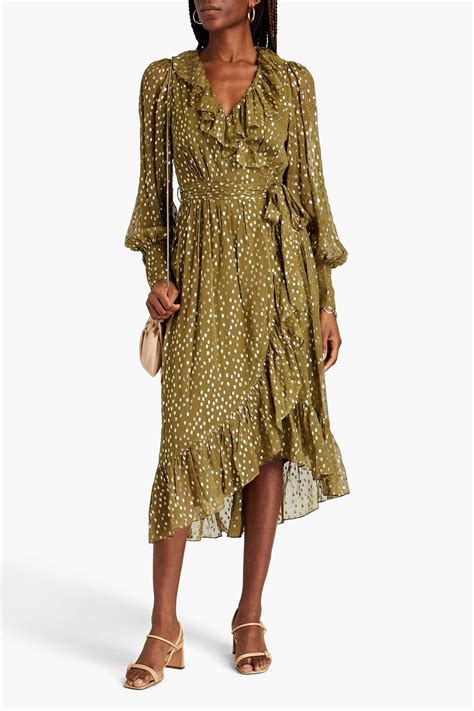 Zimmermann Metallic Fil Coupé Silk Blend Midi Wrap Dress The Outnet