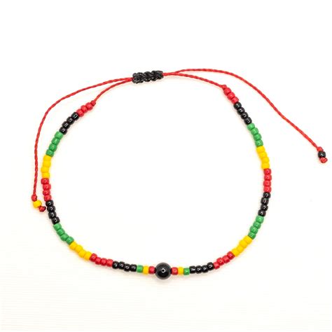 Rasta Adjustable Waterproof Agate Seed Bead Surfer Anklet Coquina