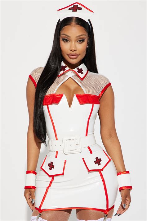 Head Nurse 4 Piece Costume Set White Combo Fashion Nova Costumes