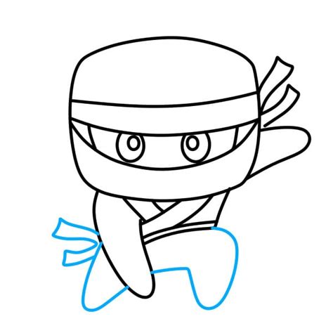 Ninja Para Desenhar - Passo 6: Não se esqueça de desenhar a espada nas costas do ninja