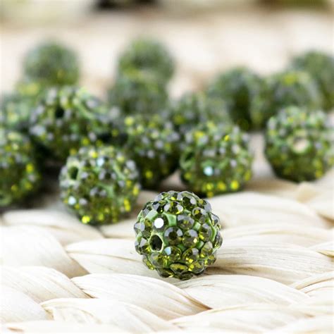 New Arrival Pcs Lot Mm Round Ball Olive Green Color Clay Pave Disco