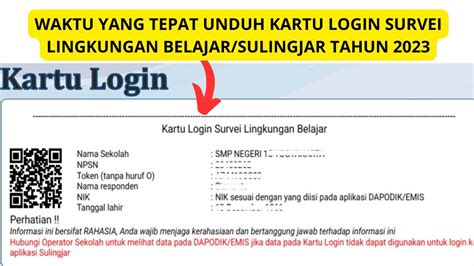 Waktu Yang Tepat Unduh Kartu Login Survei Lingkungan Belajar Sulingjar