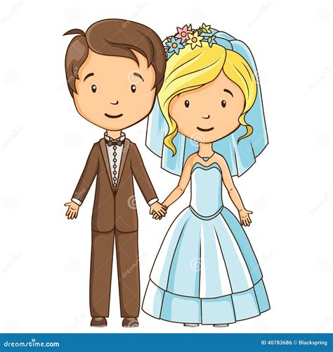 Cartoon Style Bride And Groom Stock Vector Illustration Of People