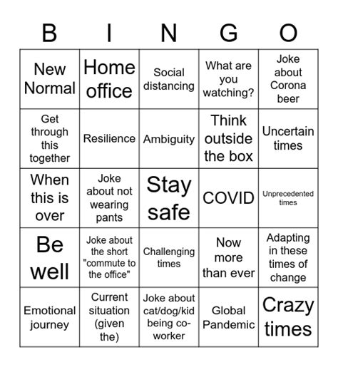 COVID-19 Bingo Card