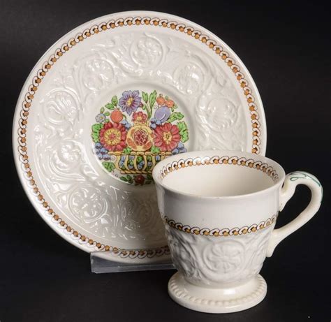 Windermere Multicolor Footed Demitasse Cup Saucer Set By Wedgwood